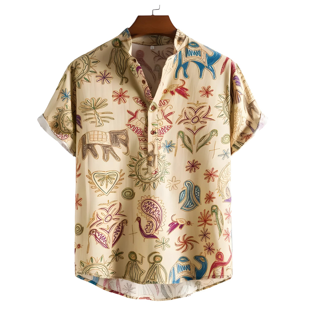 Men's plus size loose cardigan shirt with 3D digital color matching pattern and elastic polyester fabric