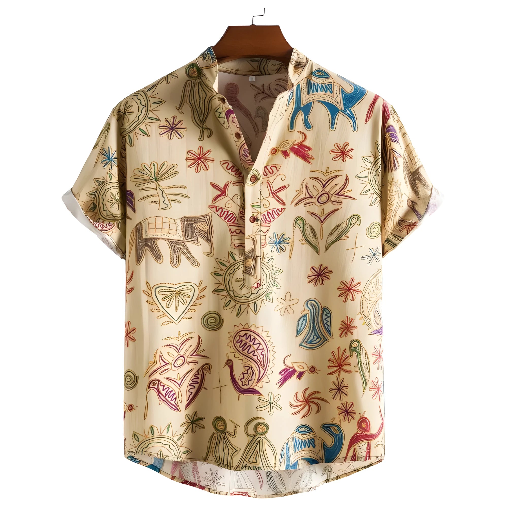 Men's plus size loose cardigan shirt with 3D digital color matching pattern and elastic polyester fabric