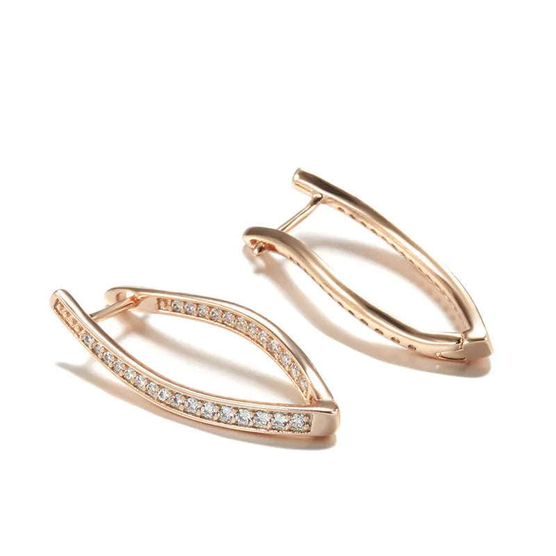 Geometric zircon drop earrings in H0493 colour with copper construction showing structured design lines