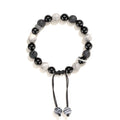 Black agate map stone and volcanic rock bracelet in diamond shape, showing 8mm and 10mm size options.