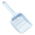 Blue plastic cat litter scoop shown on a white background.
