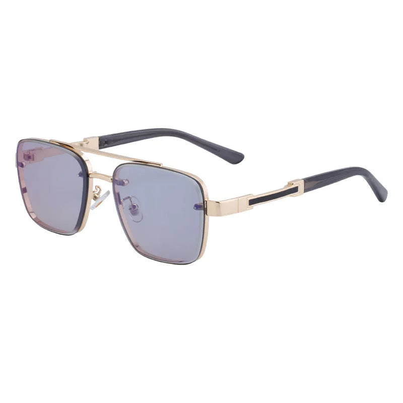 Men's vintage sunglasses with UV protection and a lightweight PC frame in a gold and grey colour option.