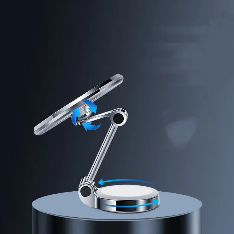 Car centre console mobile phone holder with magnetic adhesive mount and 360-degree rotation adjustment