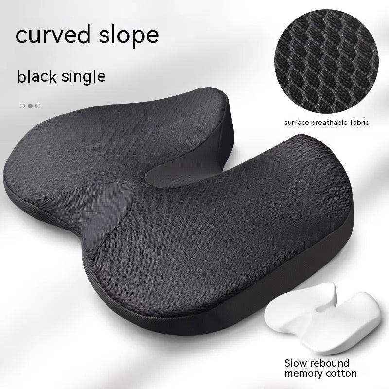 Curved bevel memory foam seat cushion for tailbone pain relief in four colour options