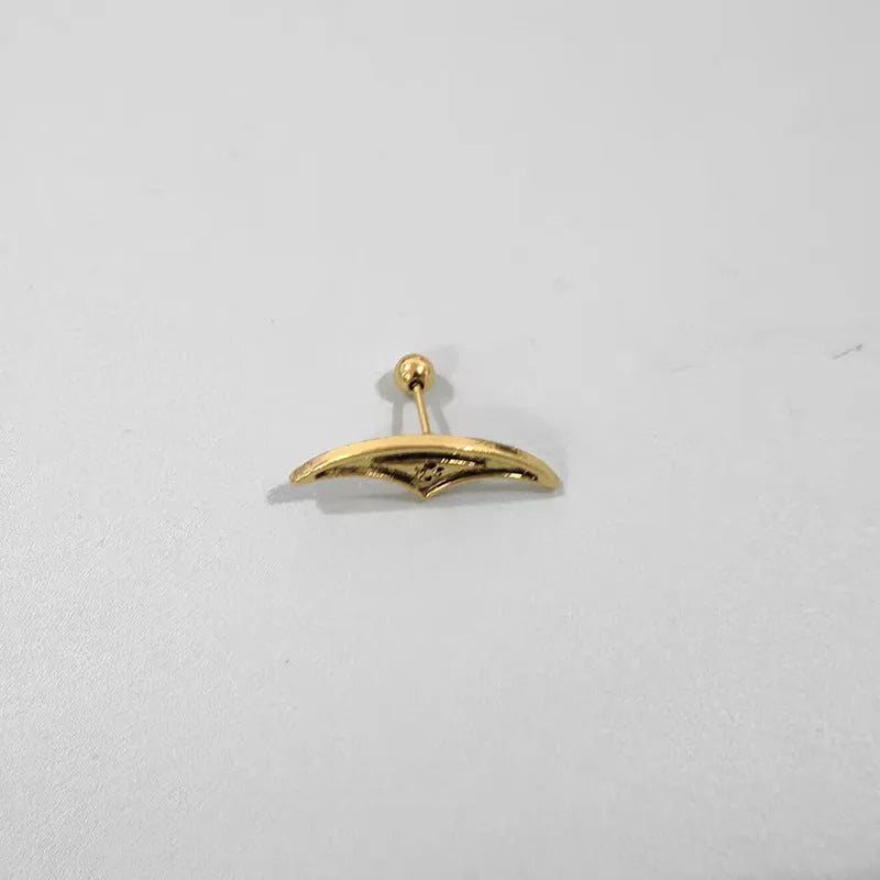 Geometric spider web design stud earrings in gold and silver electroplated metal.