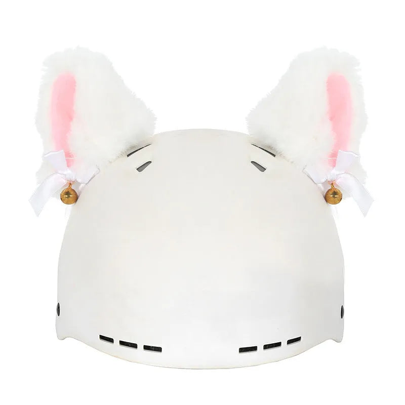 Plush helmet cover with cartoon ear decorations for cycling and costume use