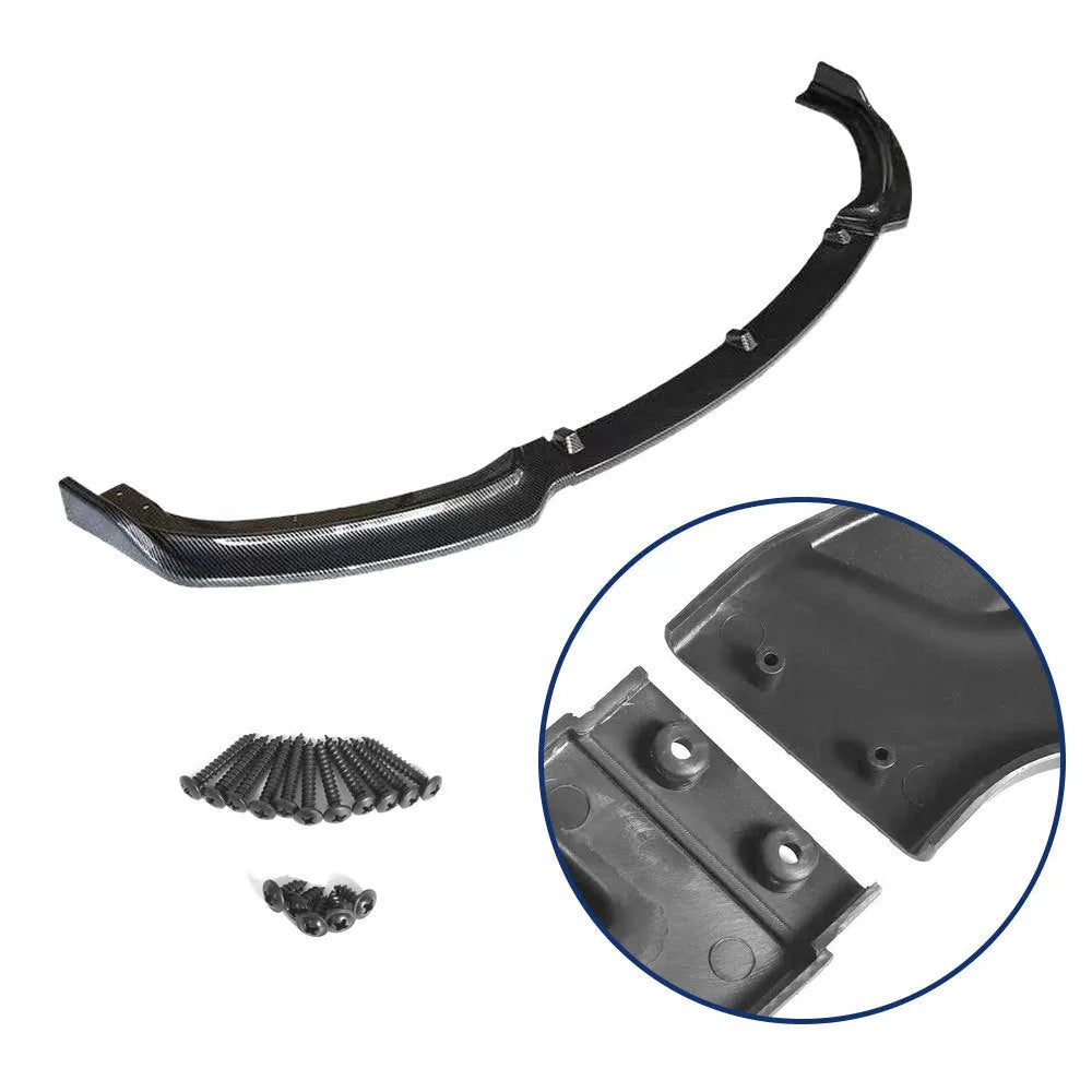 Bright black BMW 3 Series front bumper lip with 96cm length polypropylene construction