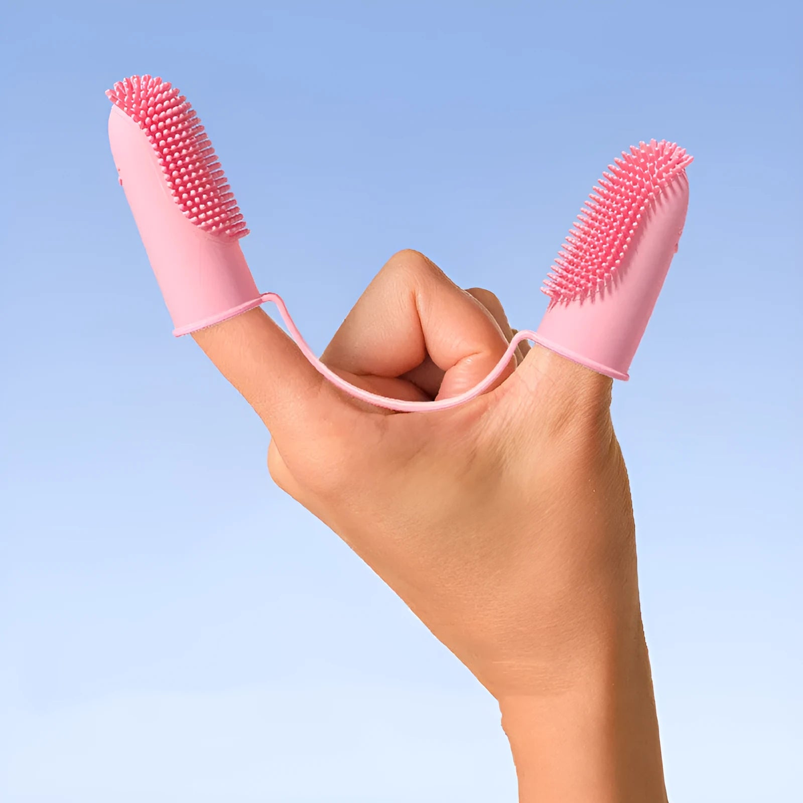 Double finger pet toothbrush set with TPR finger cover in multiple colour options
