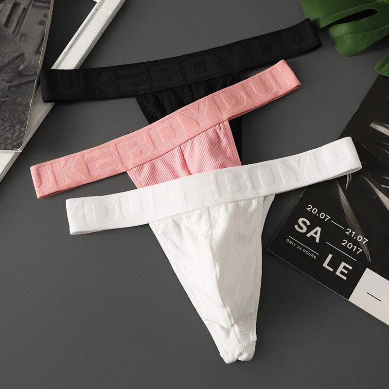 Men's viscose T-back briefs, mid waist, hip lifting, solid colours, sizes M-2XL