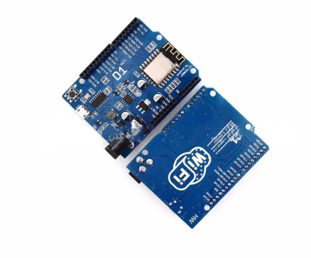 Black ESP-8266EX Wi-Fi development board with pin headers and onboard components.