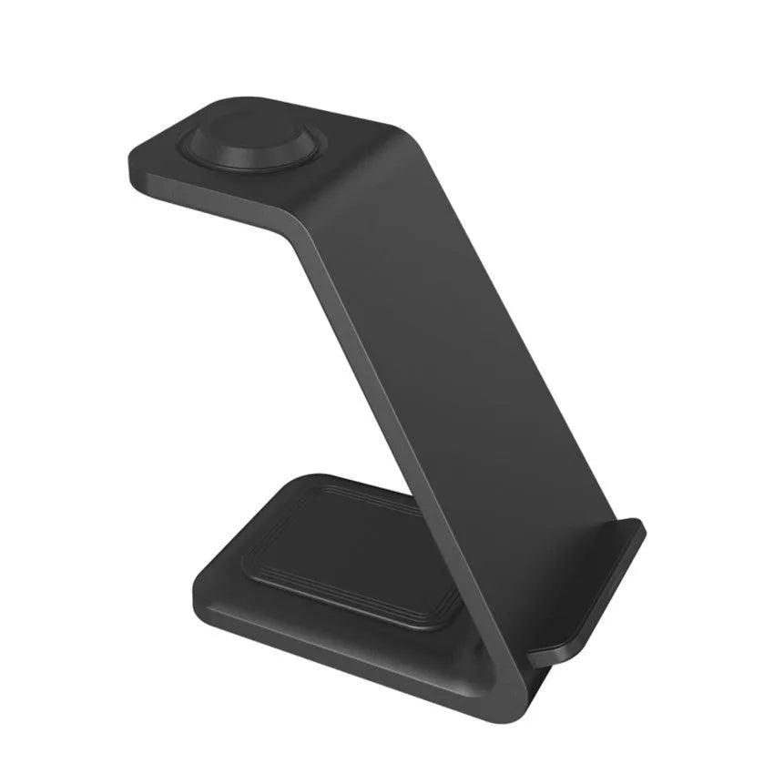 Black and white 3-in-1 upright wireless charging phone holder with Type-C cable