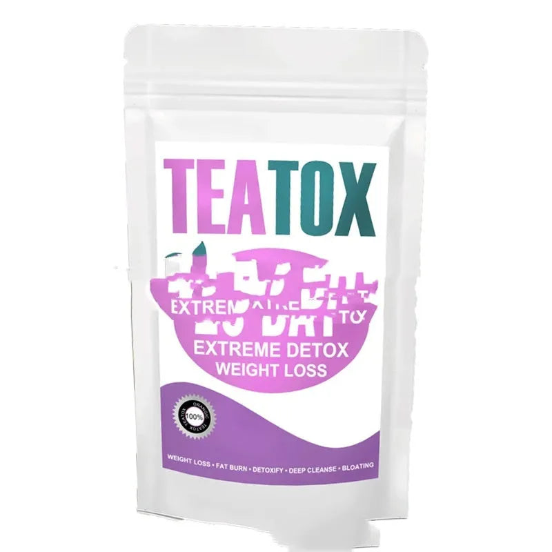 28 Day Slim Herbal Tea Set package featuring multiple tea blends including Flat Tummy and Detox teas.