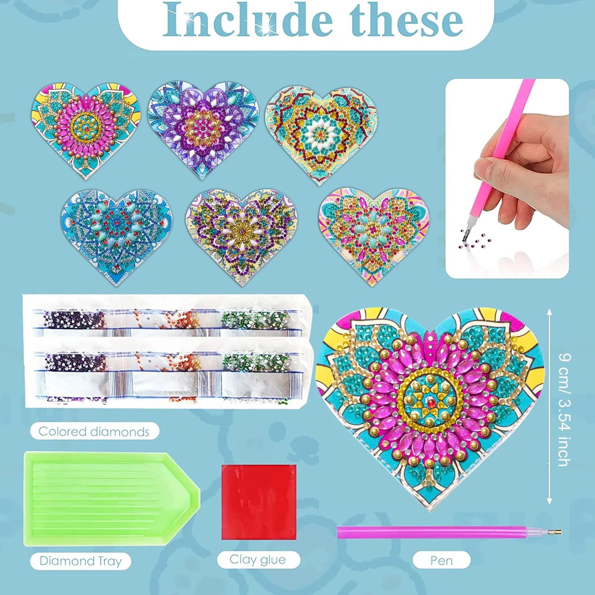 Six PU leather handmade bookmarks with crystal flower decorations arranged in modern simplicity style