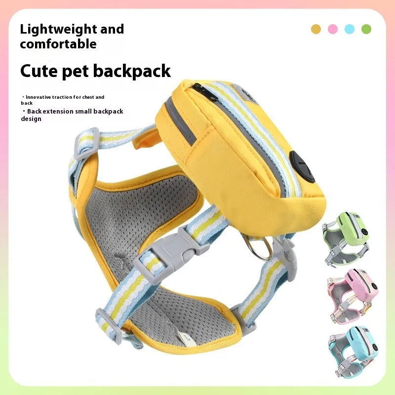 Explosion-proof anti-strangulation dog harness in Oxford cloth with attached holding rope.