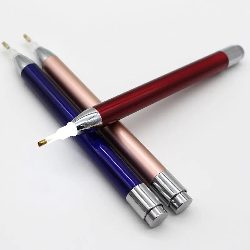 Luminous single-head drill pen for diamond painting crafts in aluminium alloy with metal frame