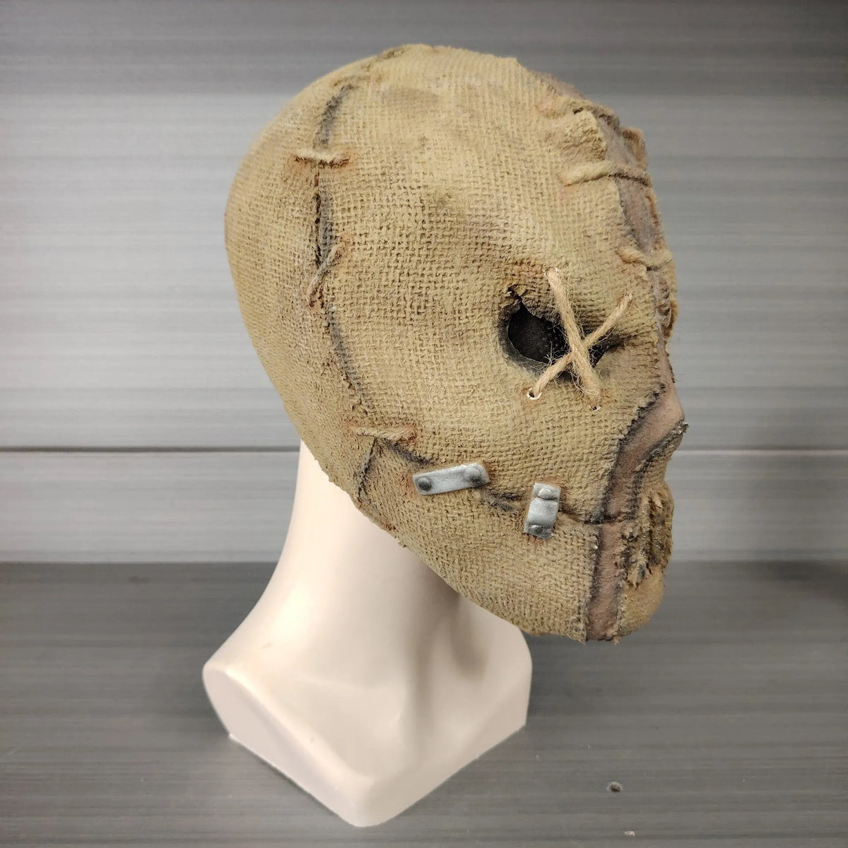 Scar skull latex horror mask head cover for Halloween costume showing 31cm height measurement