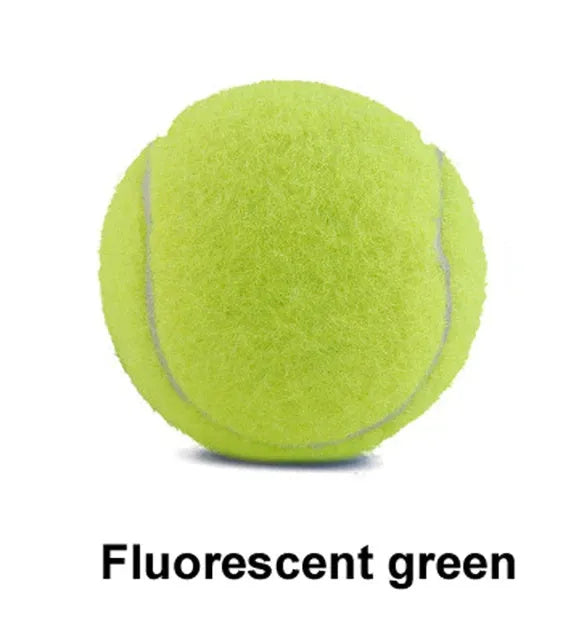 Blue, green, pink, and yellow 6.3cm rubber dog tennis balls for bite-resistant fetch play.