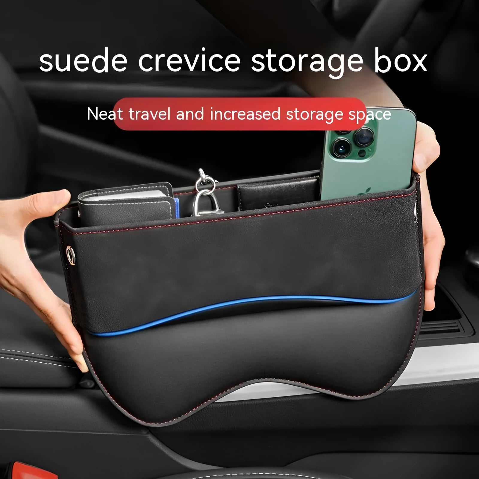 Leather car seat storage box organiser in five colour options