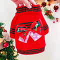 Red or green festive Christmas sweater for a dog on a white background.