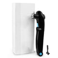 Black folding electric body shaver with compact closed design and ABS plastic housing.