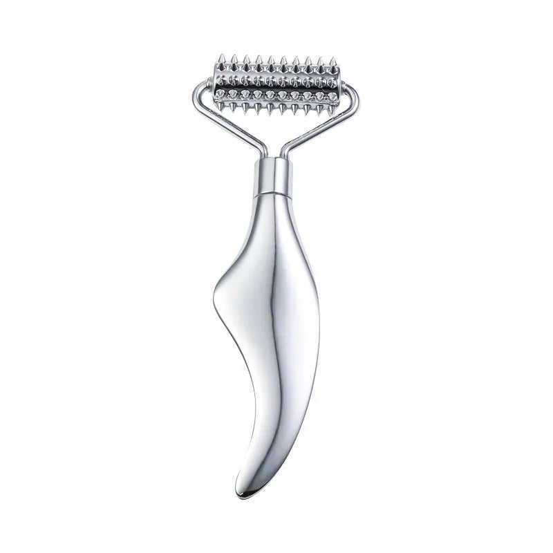 Stainless steel facial massage board set with double-headed roller and heart-shaped eye tool