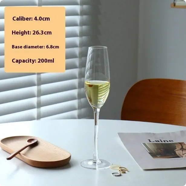 French champagne glass goblet or flute in clear glass, one of seven style variations