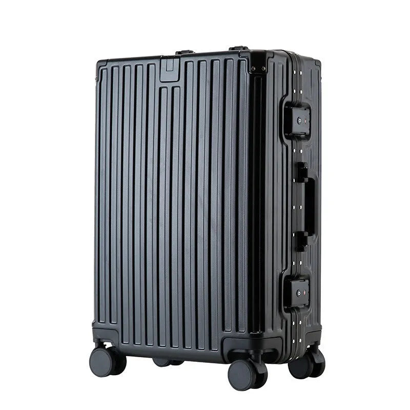 Hard shell aluminium frame luggage in avocado green colour with wheels and retractable handle