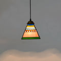 Art stained glass droplight pendant with 15cm coloured glass shade and iron ceiling mounting plate
