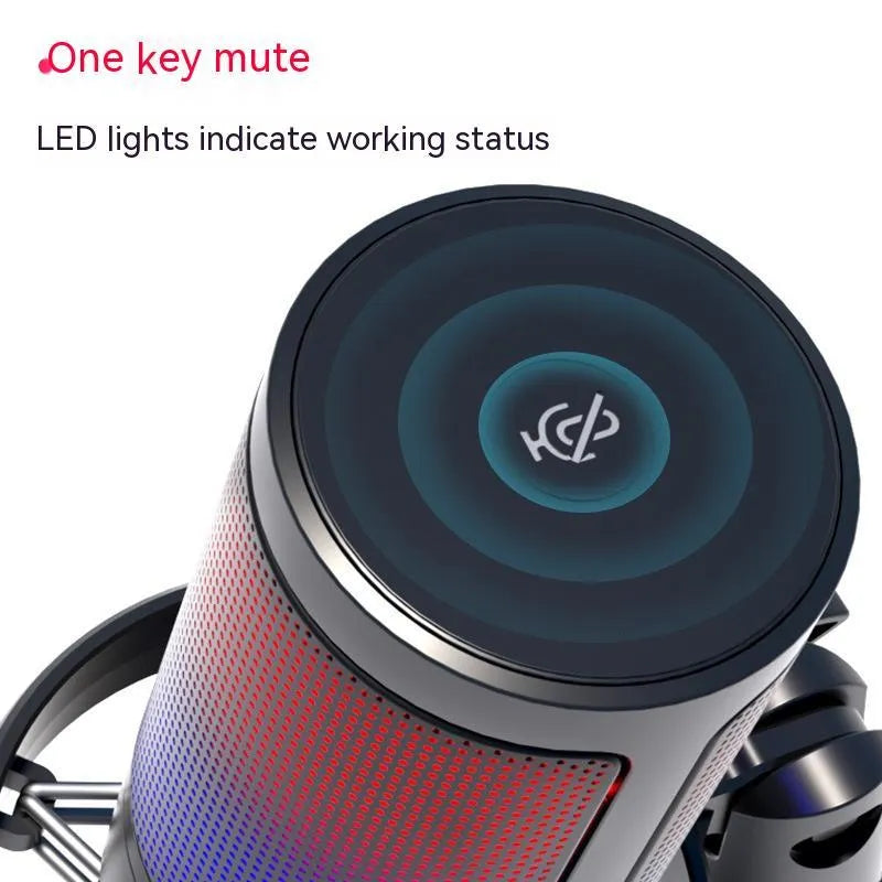 Condenser USB microphone with RGB lighting in black, white, or pink colours