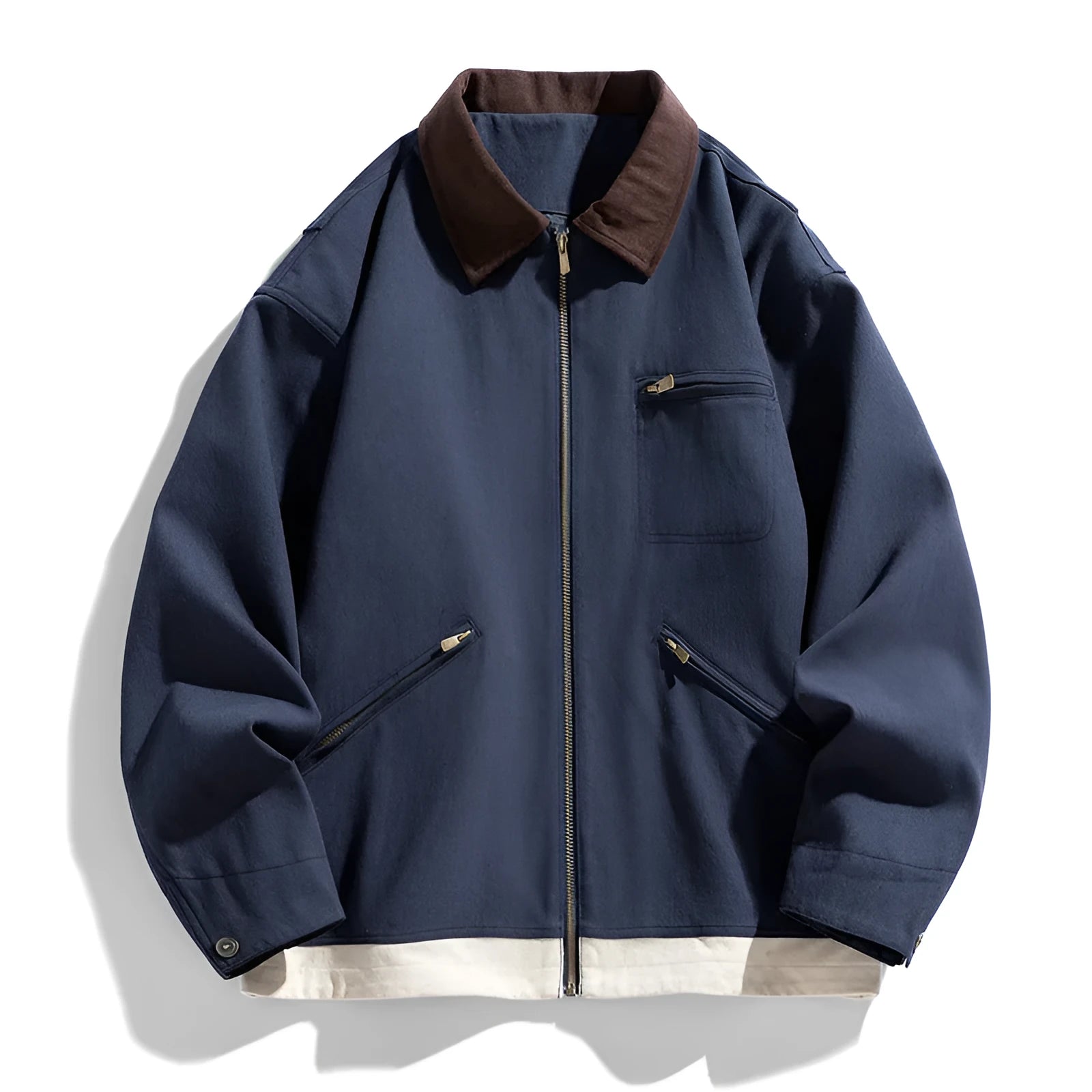 Men's loose fit Korean style jacket with contrast lapels and side seam pockets in mint green colour