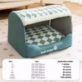 Houndstooth dog nest bed in jacquard pea velvet with cotton velvet, sponge and PP cotton, sizes S to 3XL