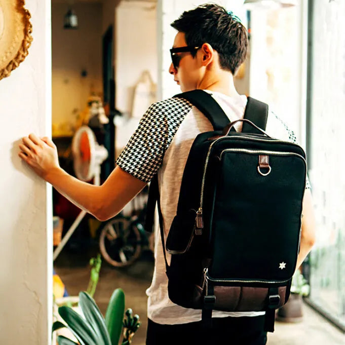 Large capacity men's Oxford cloth backpack in Army Green colour with Korean-inspired design