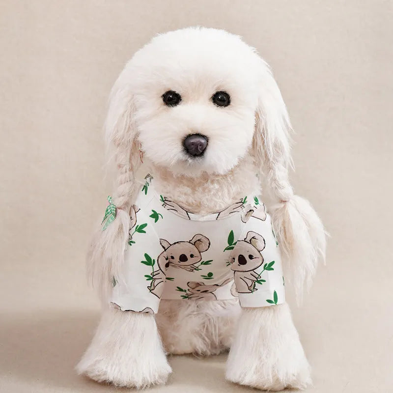 Full printed dog clothing in casual style with polyester fabric for spring and autumn wear