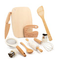 Wooden 10-piece play house knife and vegetable cutting toy set, 25 x 30 x 7.5cm kitchenware pretend play toy