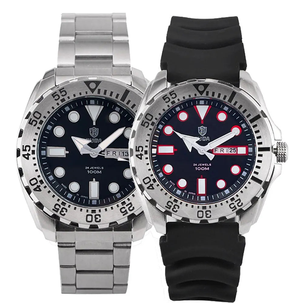 Men's waterproof luminous quartz movement business watch with steel strap in sports style