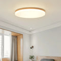 Japanese minimalist LED ceiling lamp with wood art base and acrylic shade in three size options