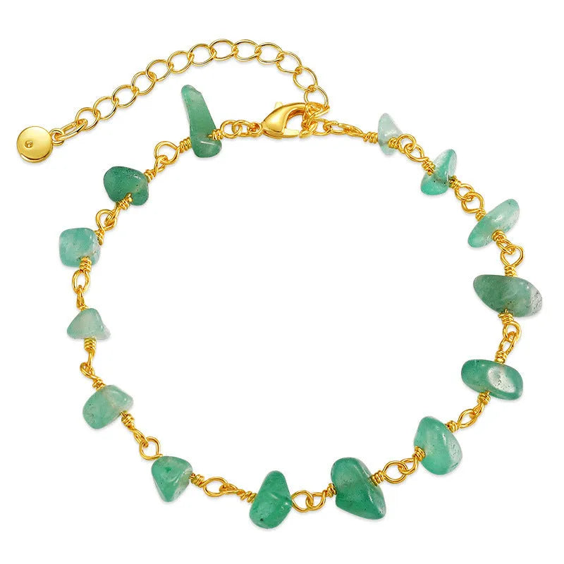 Irregular natural gravel turquoise bracelet with 18K copper geometry and crystal accents