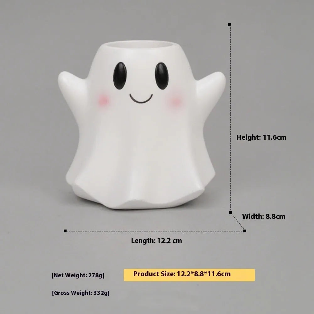 Halloween cartoon flower pot resin decorations with manual painting in zombie, ghost, Frankenstein designs
