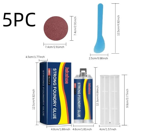 85ml metal repair epoxy adhesive kit with push rod, scraper, and sandpaper for waterproof bonding on metal surfaces