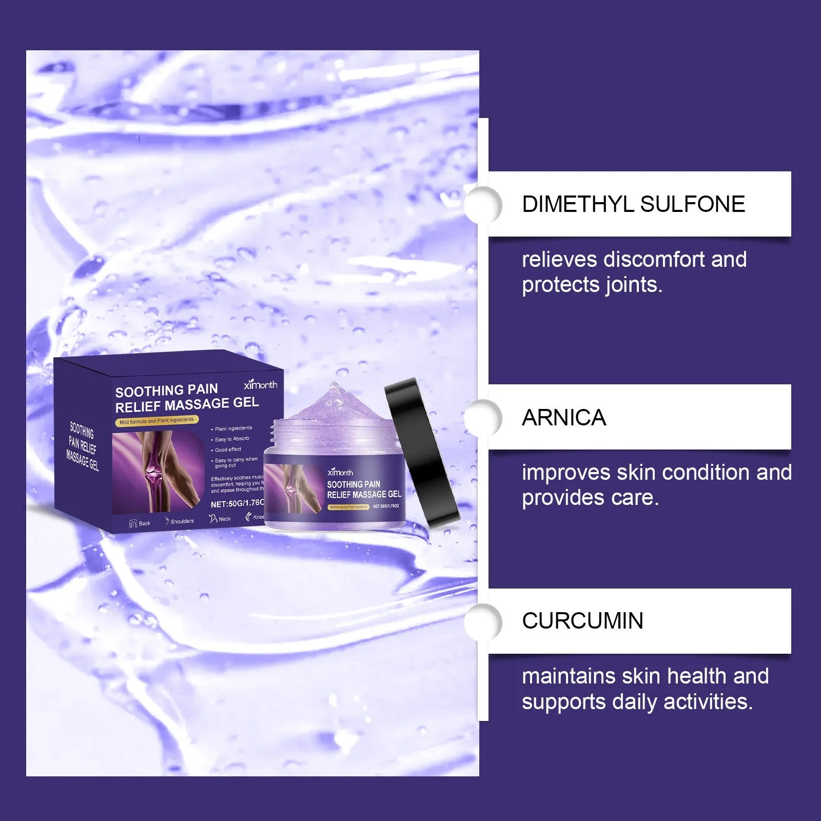 50g tube of body joint care gel for universal skin type application