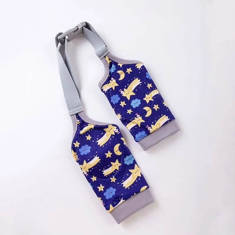 Adjustable dog knee protector with extra-thick elbow padding and matching scarf on medium breed dog