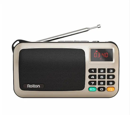 Rolton W405 compact portable FM radio speaker with MP3 player and LED display