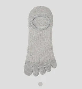 Modal five-finger ultra-thin boat socks in solid colours: white, khaki, light grey, dark grey, and black.