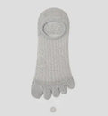 Modal five-finger ultra-thin boat socks in solid colours: white, khaki, light grey, dark grey, and black.