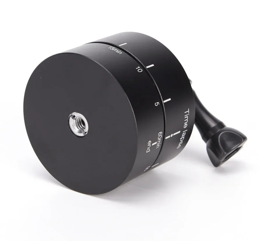 360-degree auto-rotate camera tripod head with aluminium base plate for timelapse photography