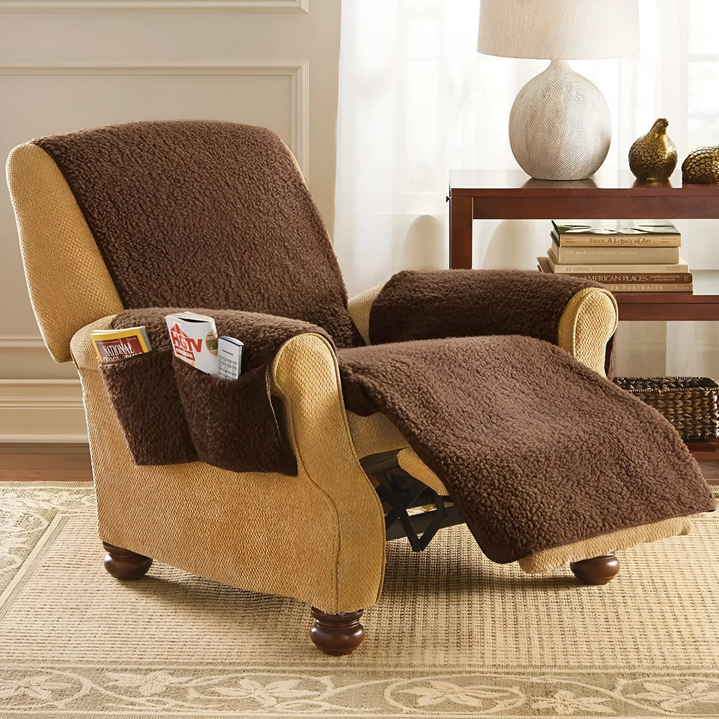 Lambswool polyester sofa cushion cover in beige, red, coffee or grey colours with three width size options