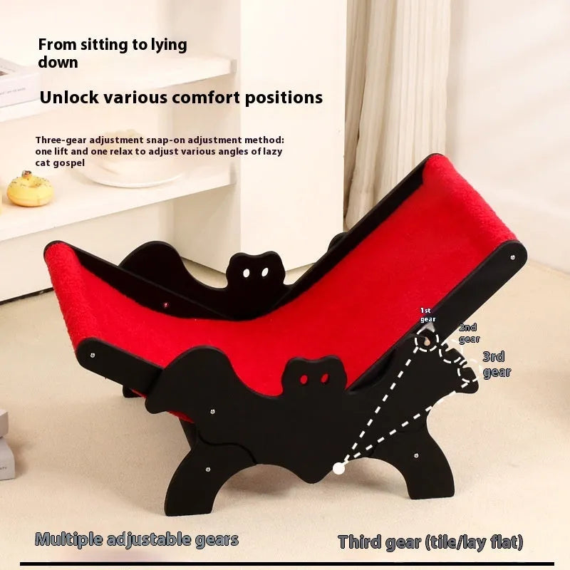 MW-054 wooden bat design cat recliner bed in black and red Halloween colours