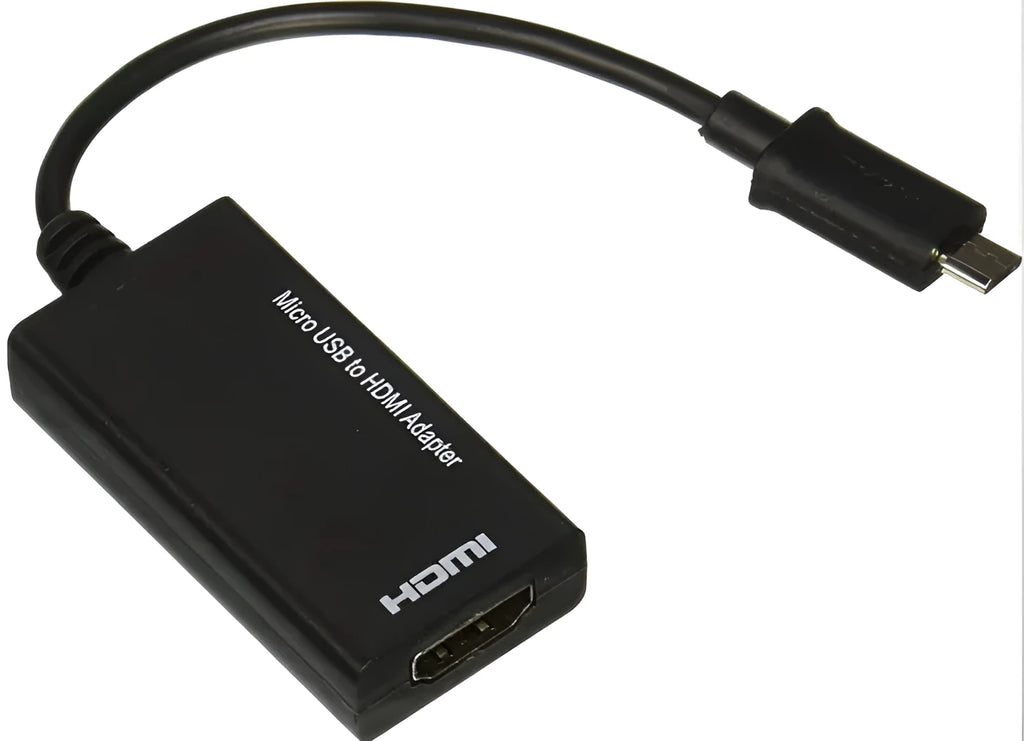 Black DisplayPort to HDMI adapter cable with 12cm length and micro USB port