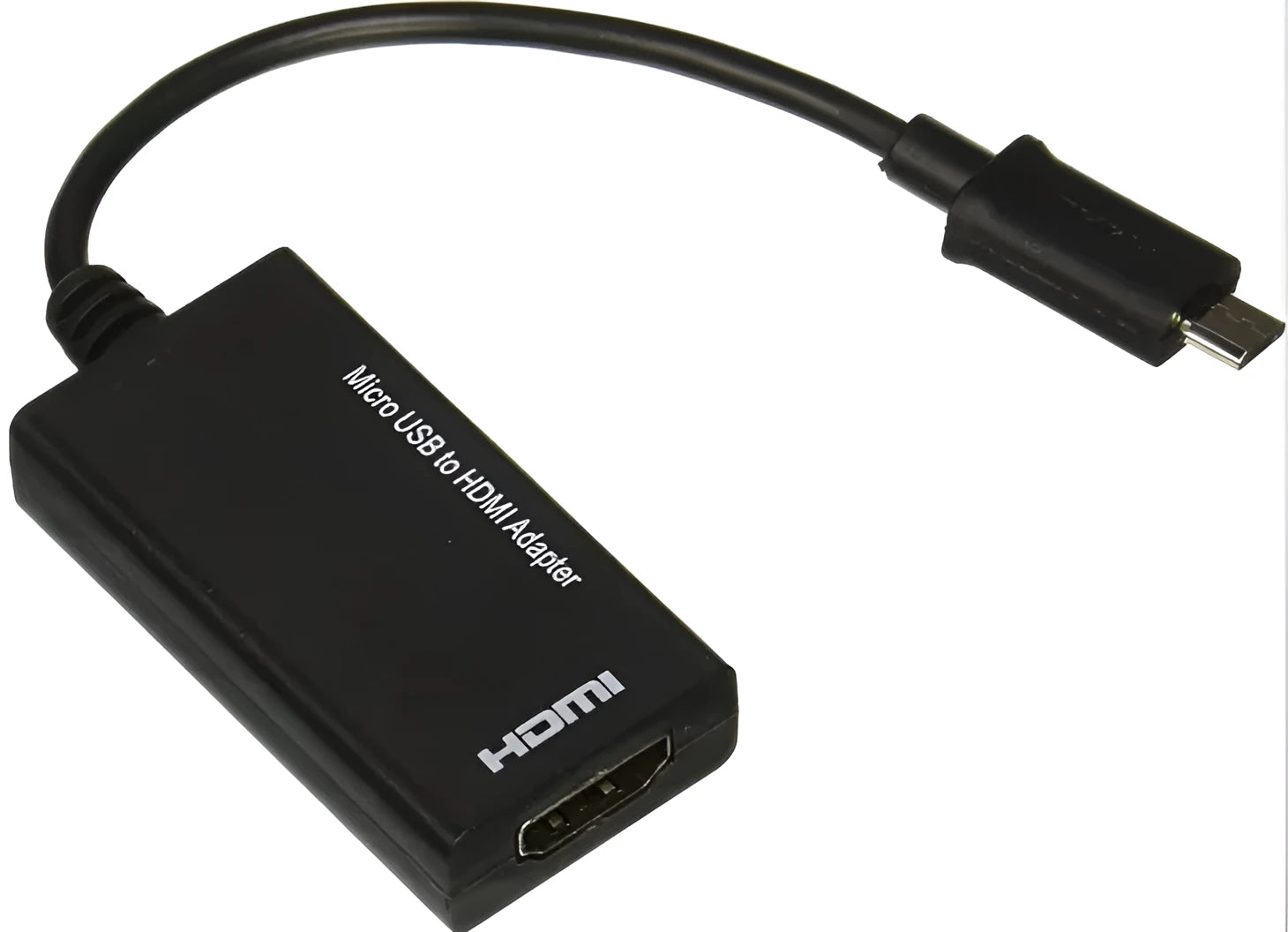 Black DisplayPort to HDMI adapter cable with 12cm length and micro USB port