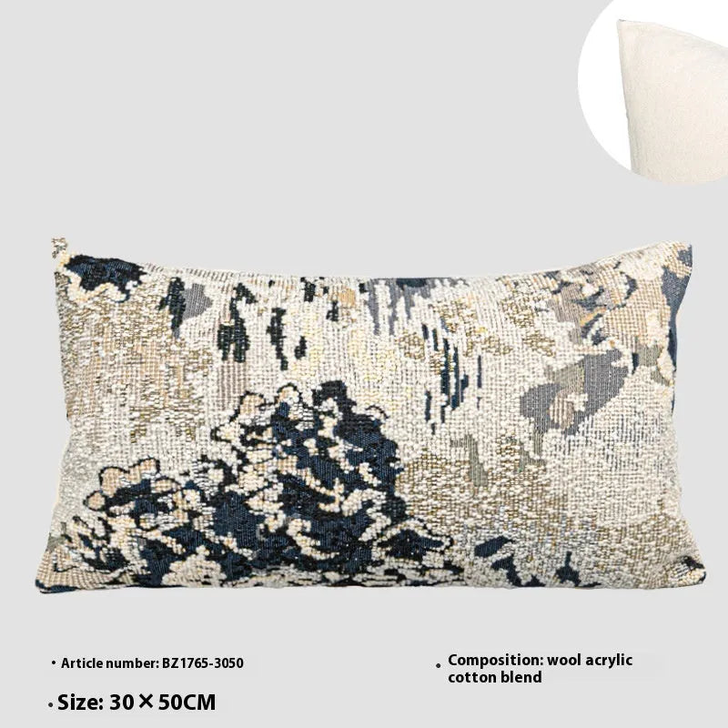 Blue antique French floral patterned cushion cover with Chinese style elements